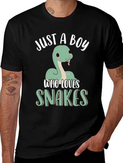 Just A Boy Who Loves Snakes T-Shirt - Black