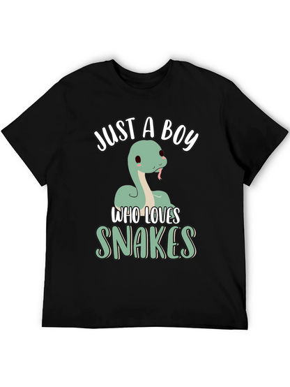 Just A Boy Who Loves Snakes T-Shirt - Black
