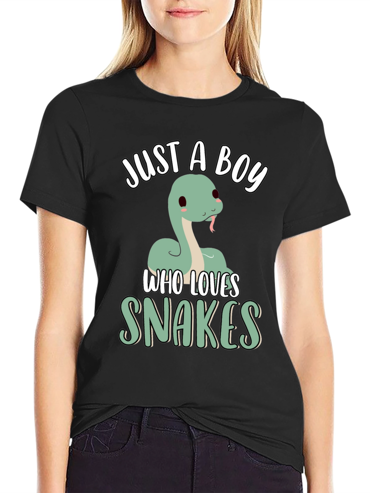 Just A Boy Who Loves Snakes T-Shirt - Black