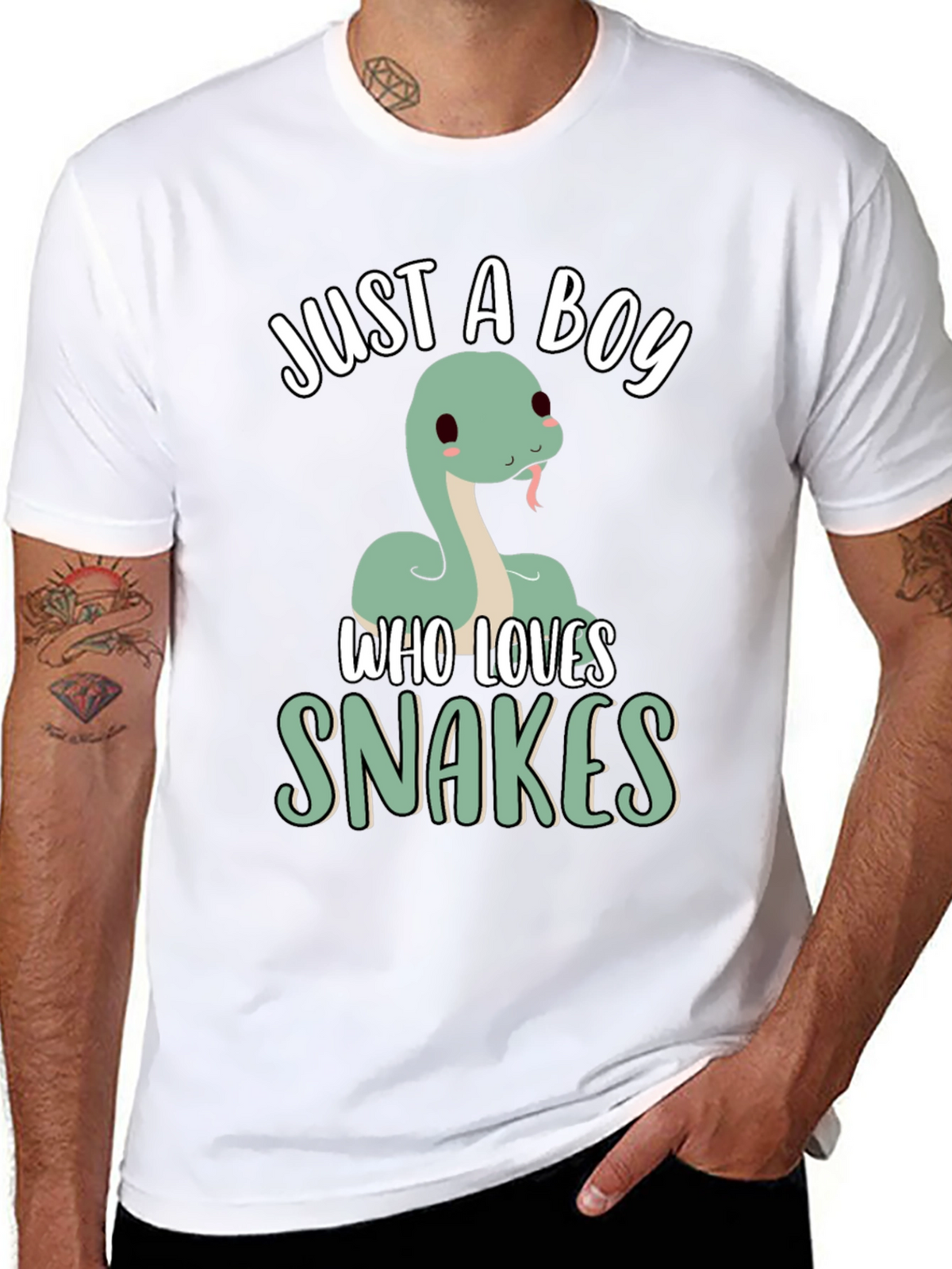 Just A Boy Who Loves Snakes T-Shirt - Black
