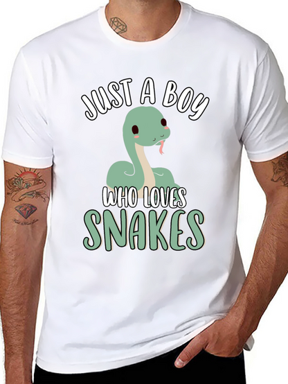 Just A Boy Who Loves Snakes T-Shirt - Black