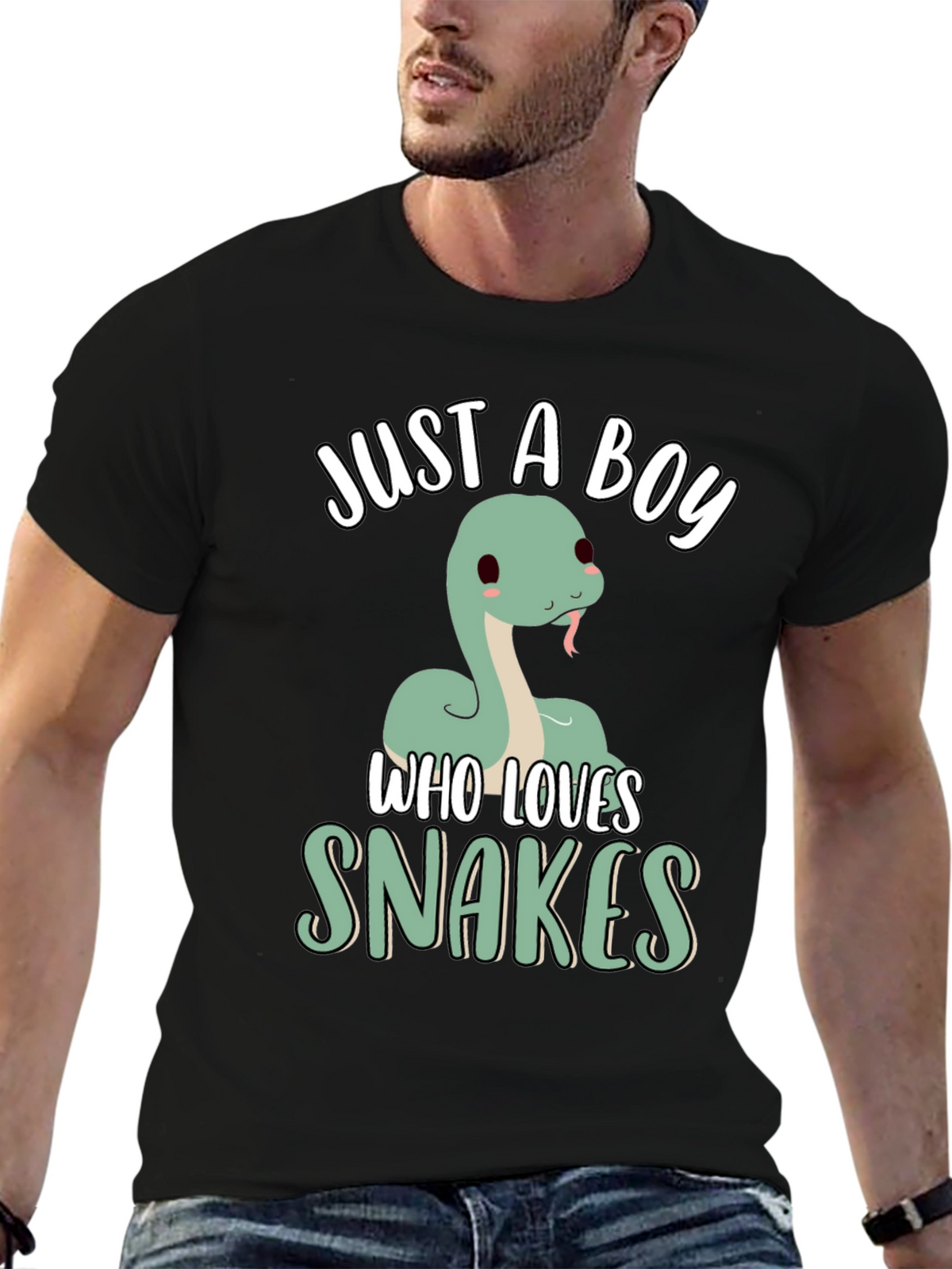 Just A Boy Who Loves Snakes T-Shirt - Black