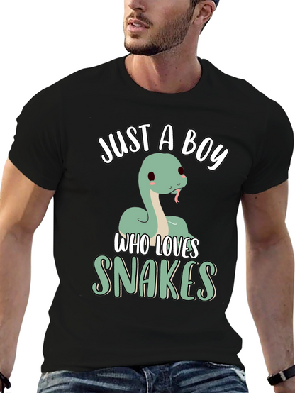 Just A Boy Who Loves Snakes T-Shirt - Black