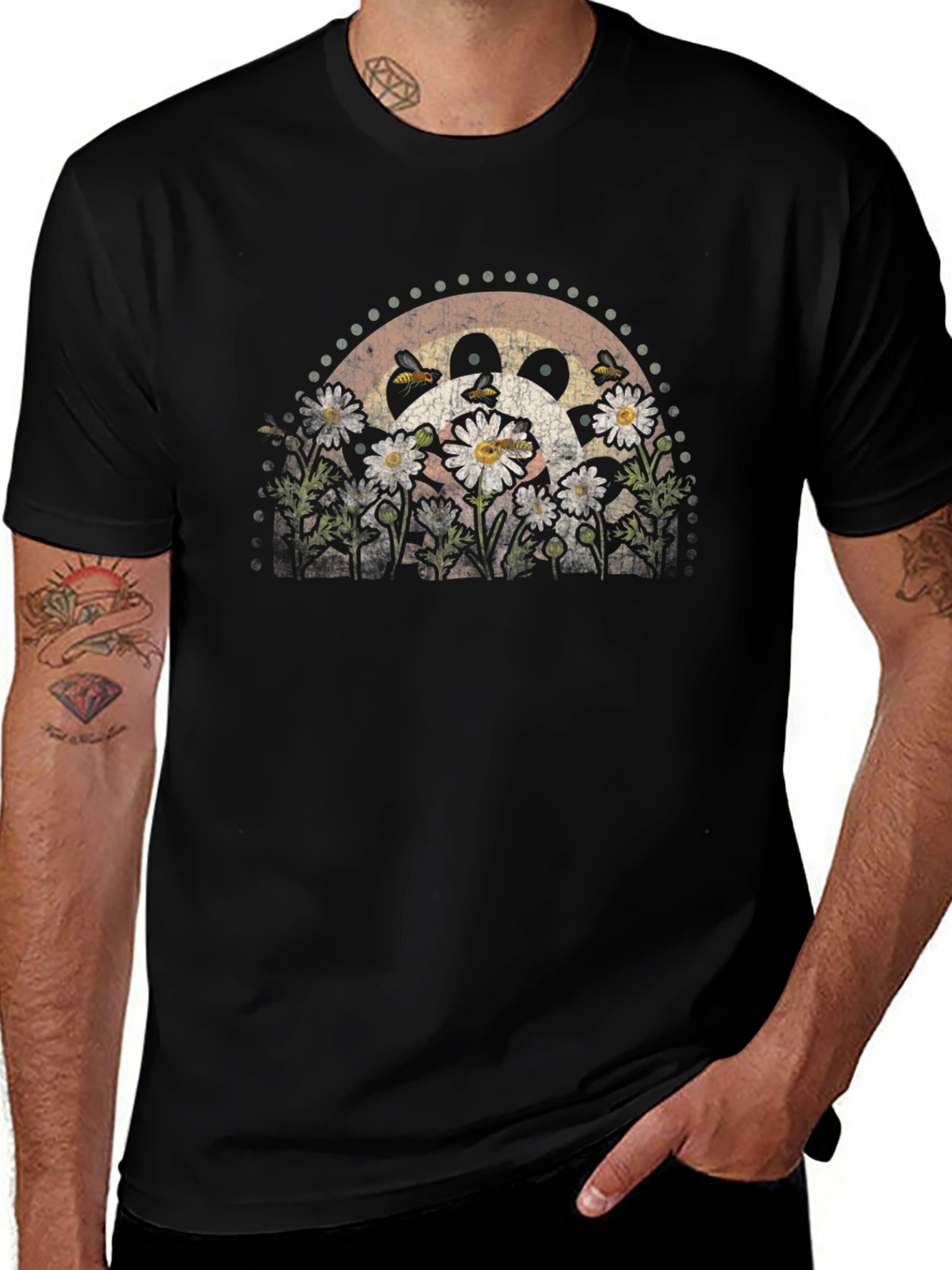 Daisy and Bee Graphic T-Shirt - Black