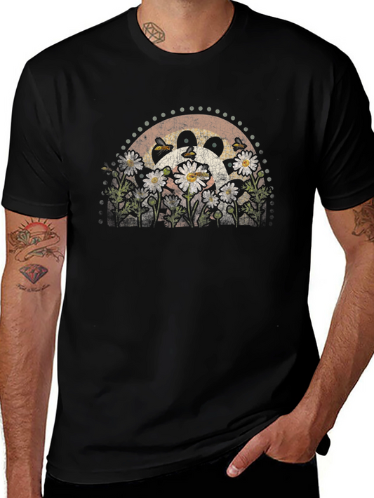 Daisy and Bee Graphic T-Shirt - Black