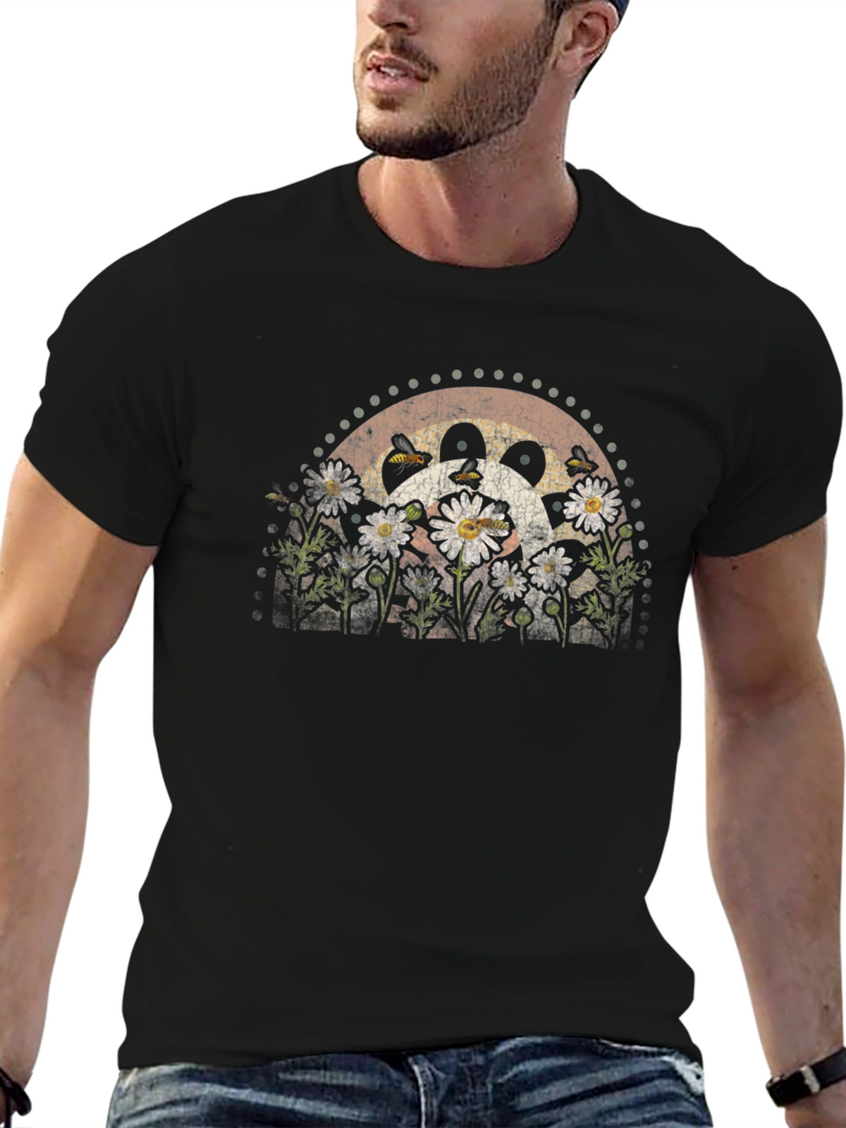 Daisy and Bee Graphic T-Shirt - Black