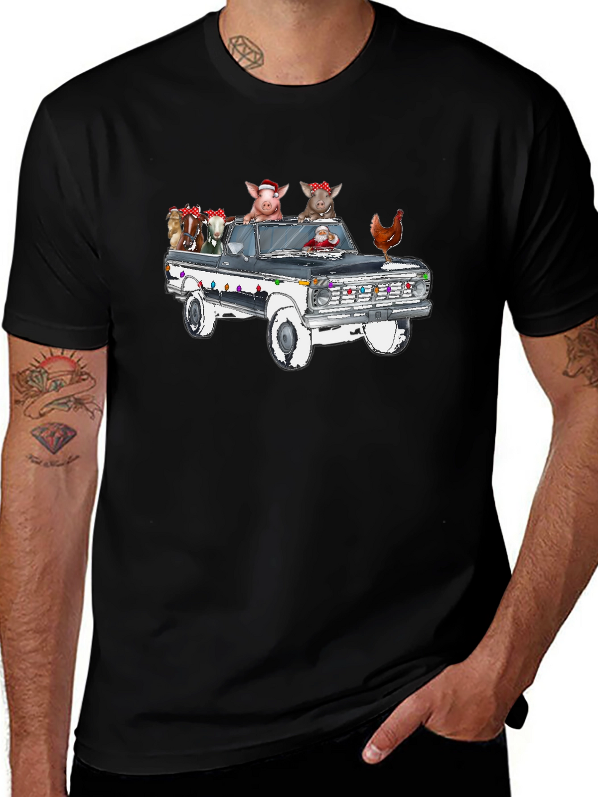 Farm Animal Truck Christmas T-Shirt