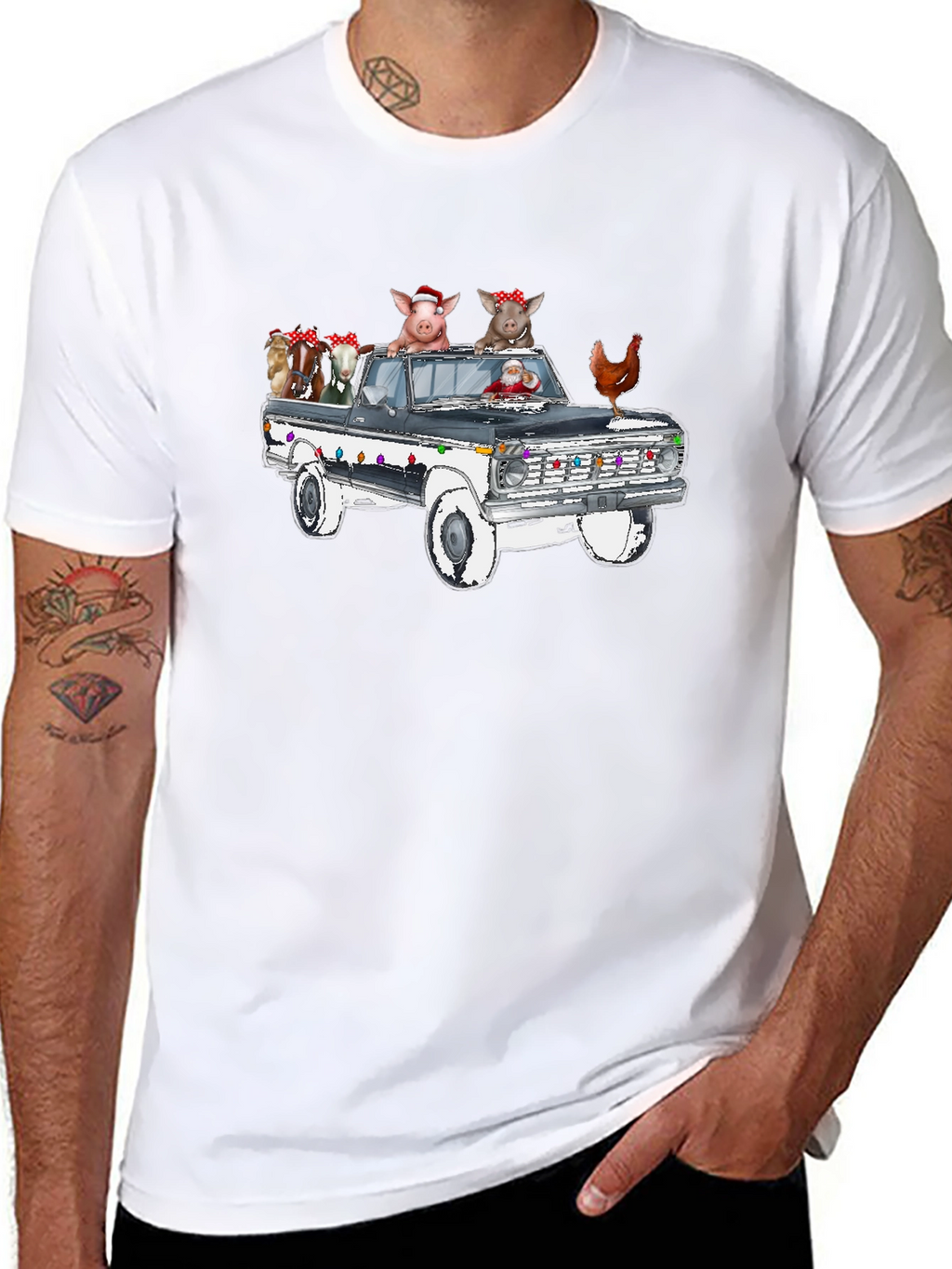 Farm Animal Truck Christmas T-Shirt