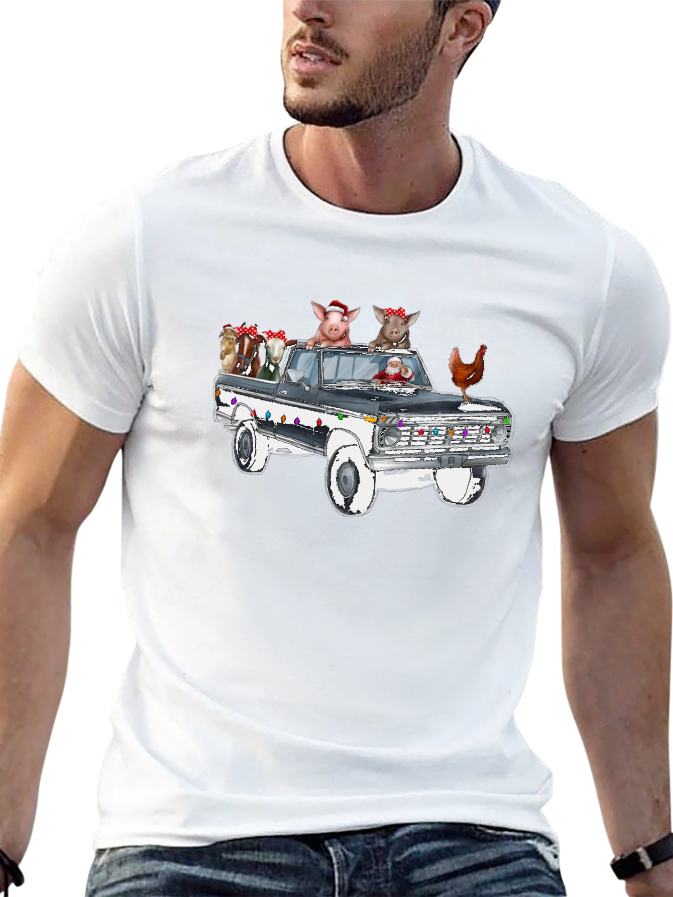 Farm Animal Truck Christmas T-Shirt