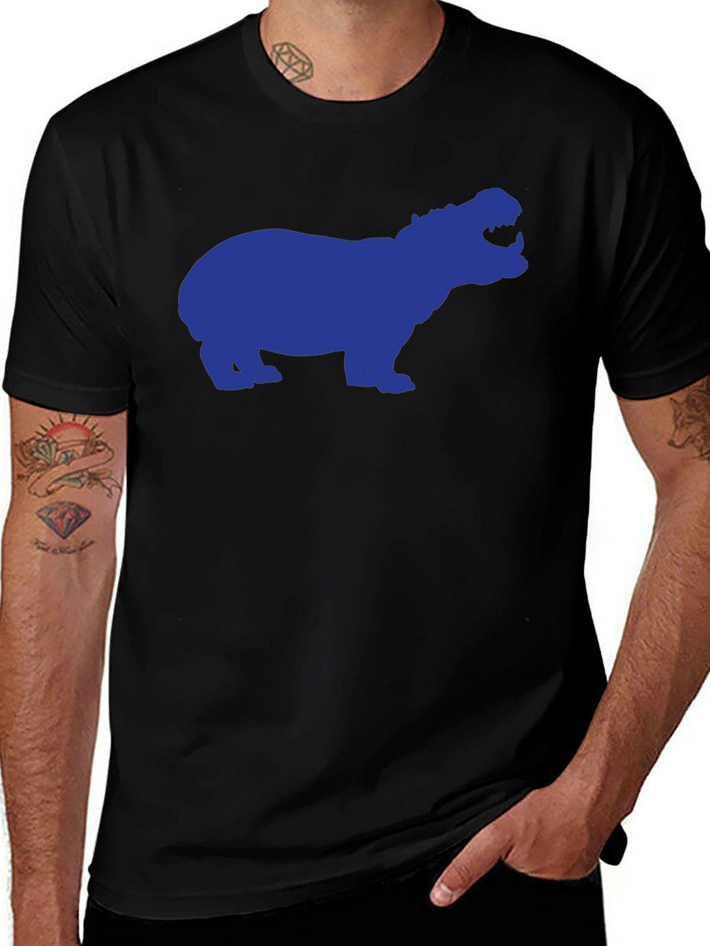 Hippo Silhouette Graphic Tee - Black