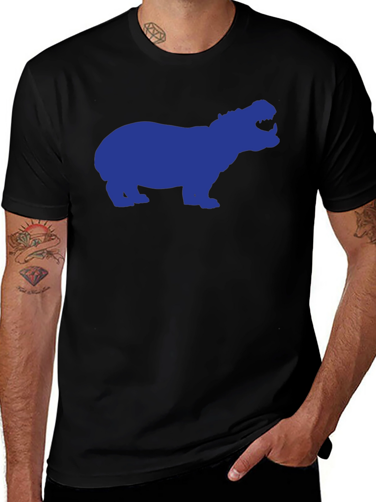 Hippo Silhouette Graphic Tee - Black
