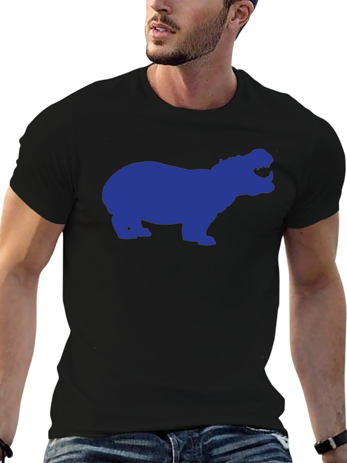 Hippo Silhouette Graphic Tee - Black