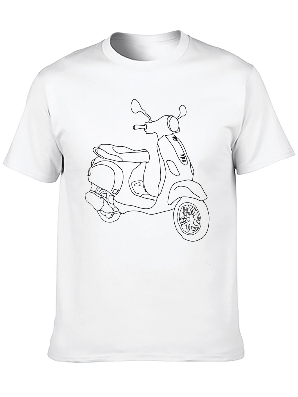Classic Scooter Line Art Black T-Shirt