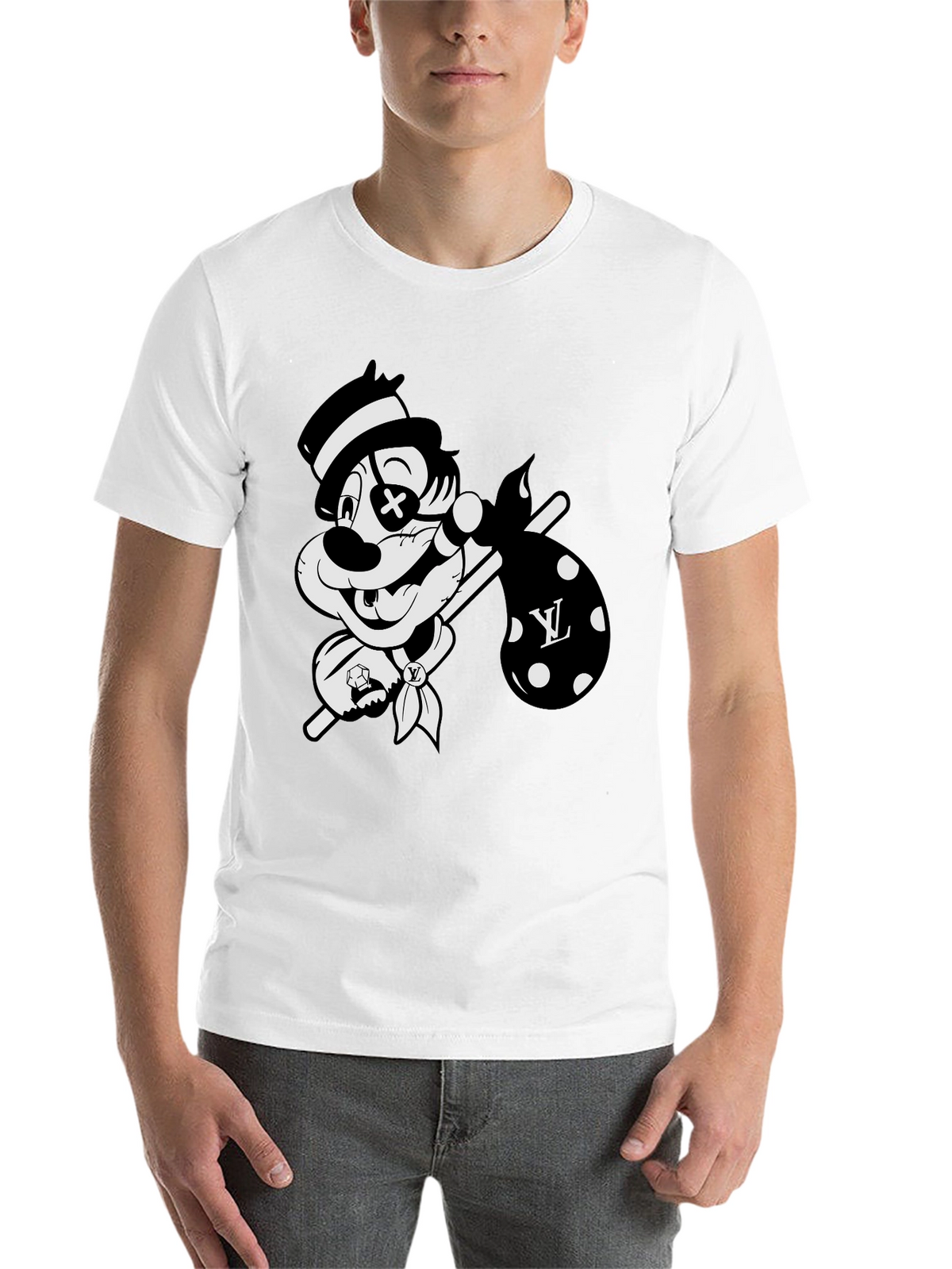 Cartoon Hobo Graphic Black T-Shirt