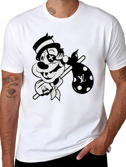 Cartoon Hobo Graphic Black T-Shirt