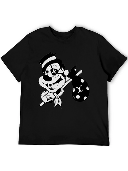 Cartoon Hobo Graphic Black T-Shirt