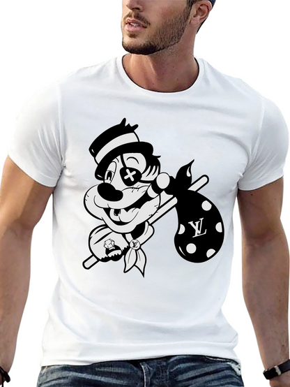 Cartoon Hobo Graphic Black T-Shirt