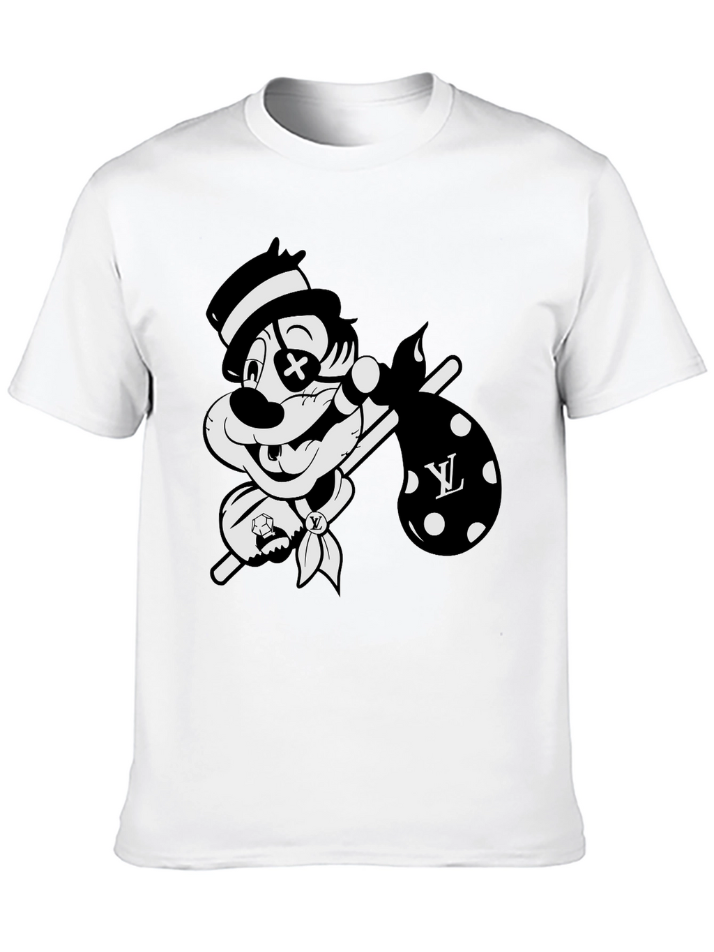 Cartoon Hobo Graphic Black T-Shirt