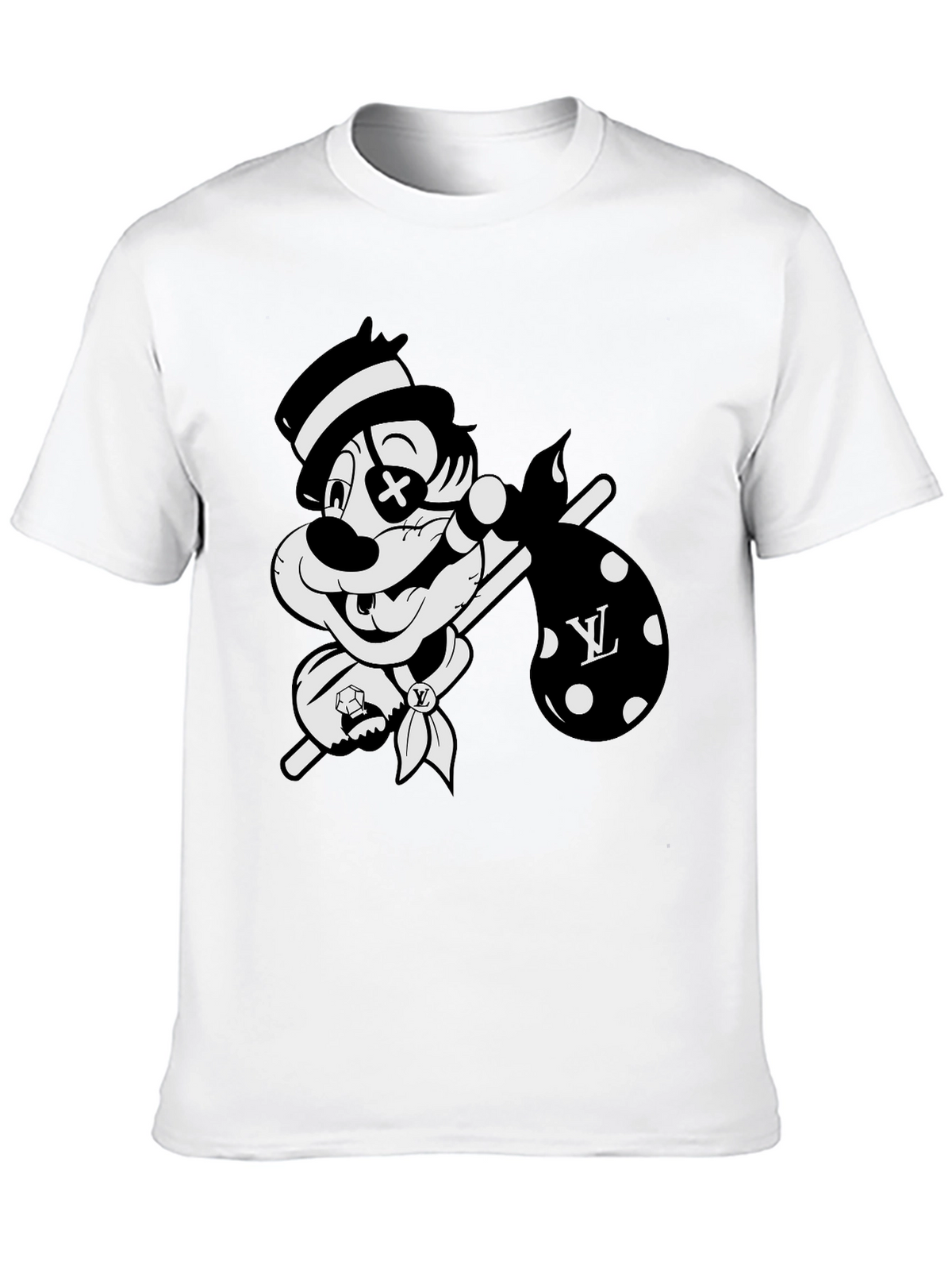 Cartoon Hobo Graphic Black T-Shirt