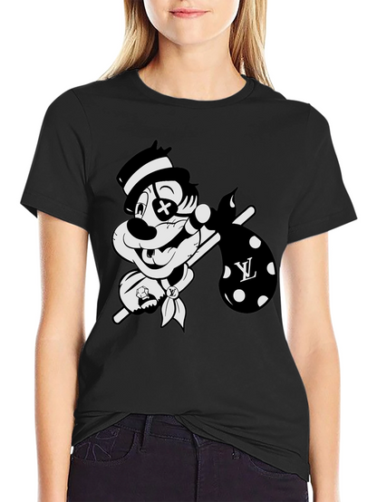 Cartoon Hobo Graphic Black T-Shirt