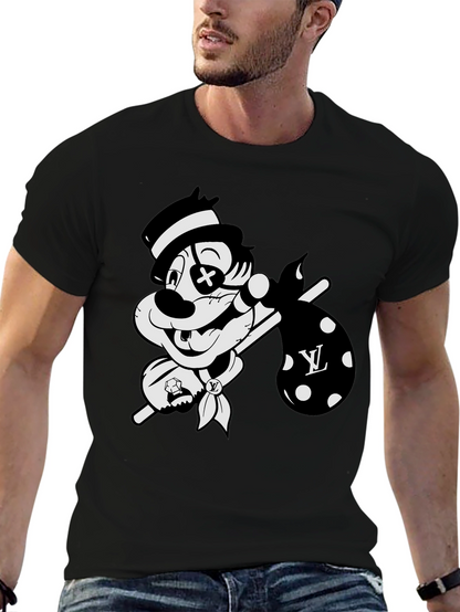 Cartoon Hobo Graphic Black T-Shirt