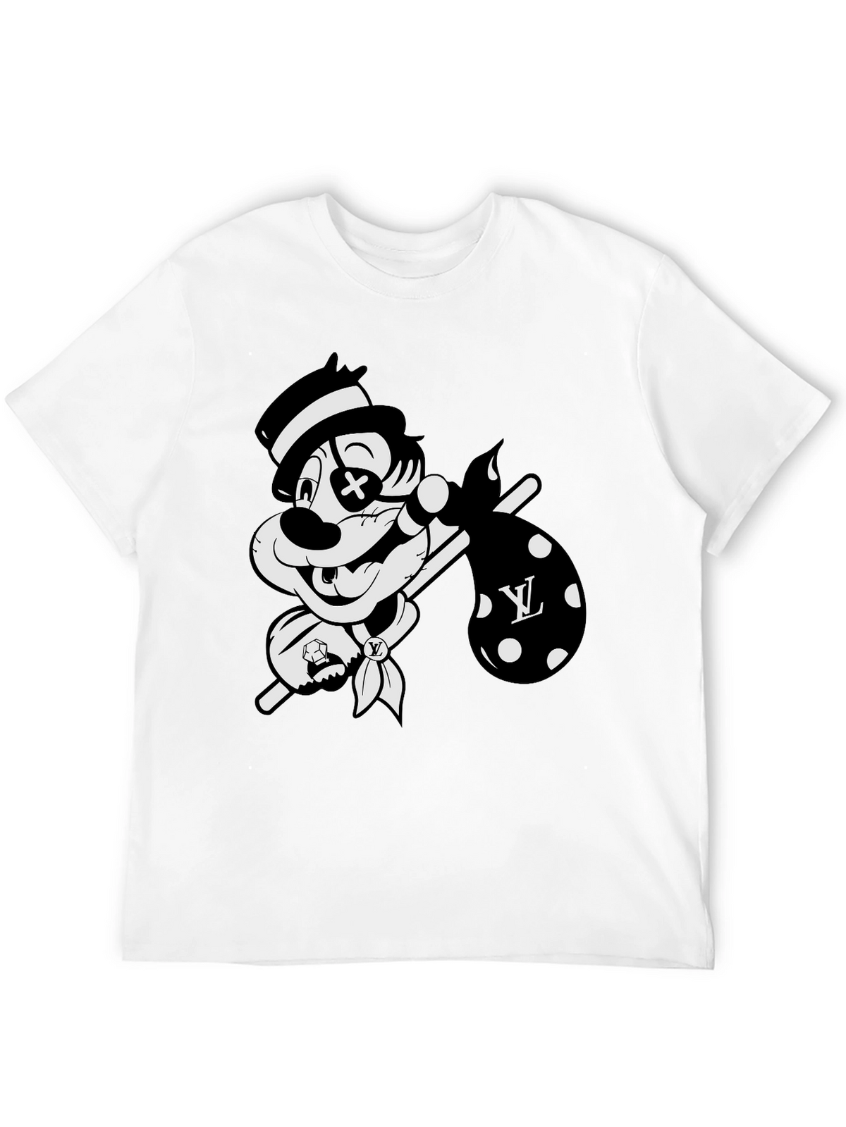 Cartoon Hobo Graphic Black T-Shirt