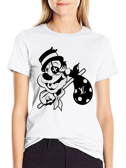 Cartoon Hobo Graphic Black T-Shirt