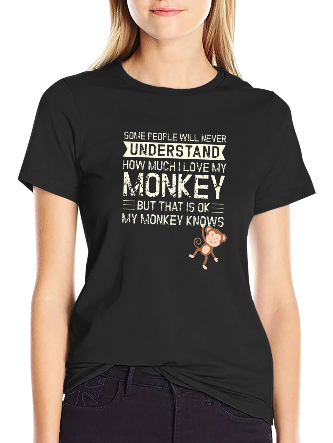 I Love My Monkey Graphic Tee - Novelty Statement T-Shirt