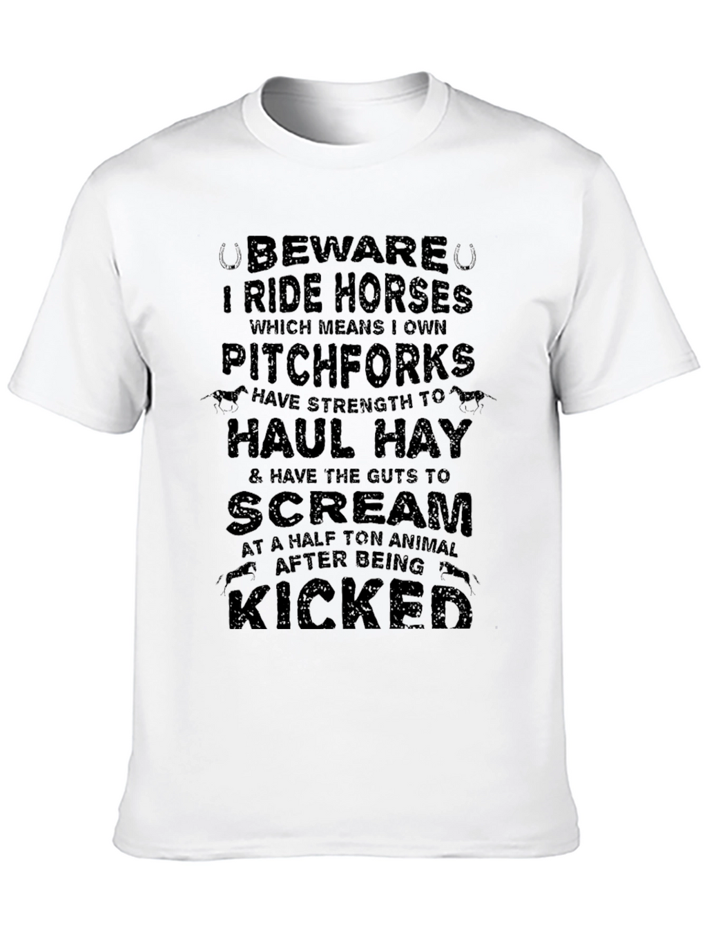 Beware I Ride Horses Black Graphic Tee