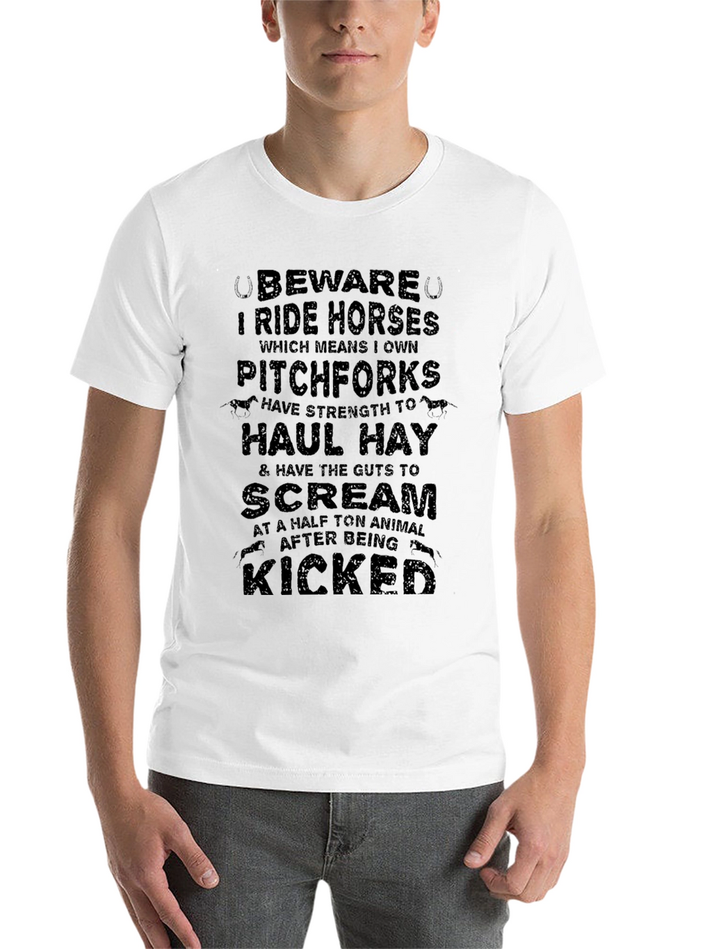 Beware I Ride Horses Black Graphic Tee