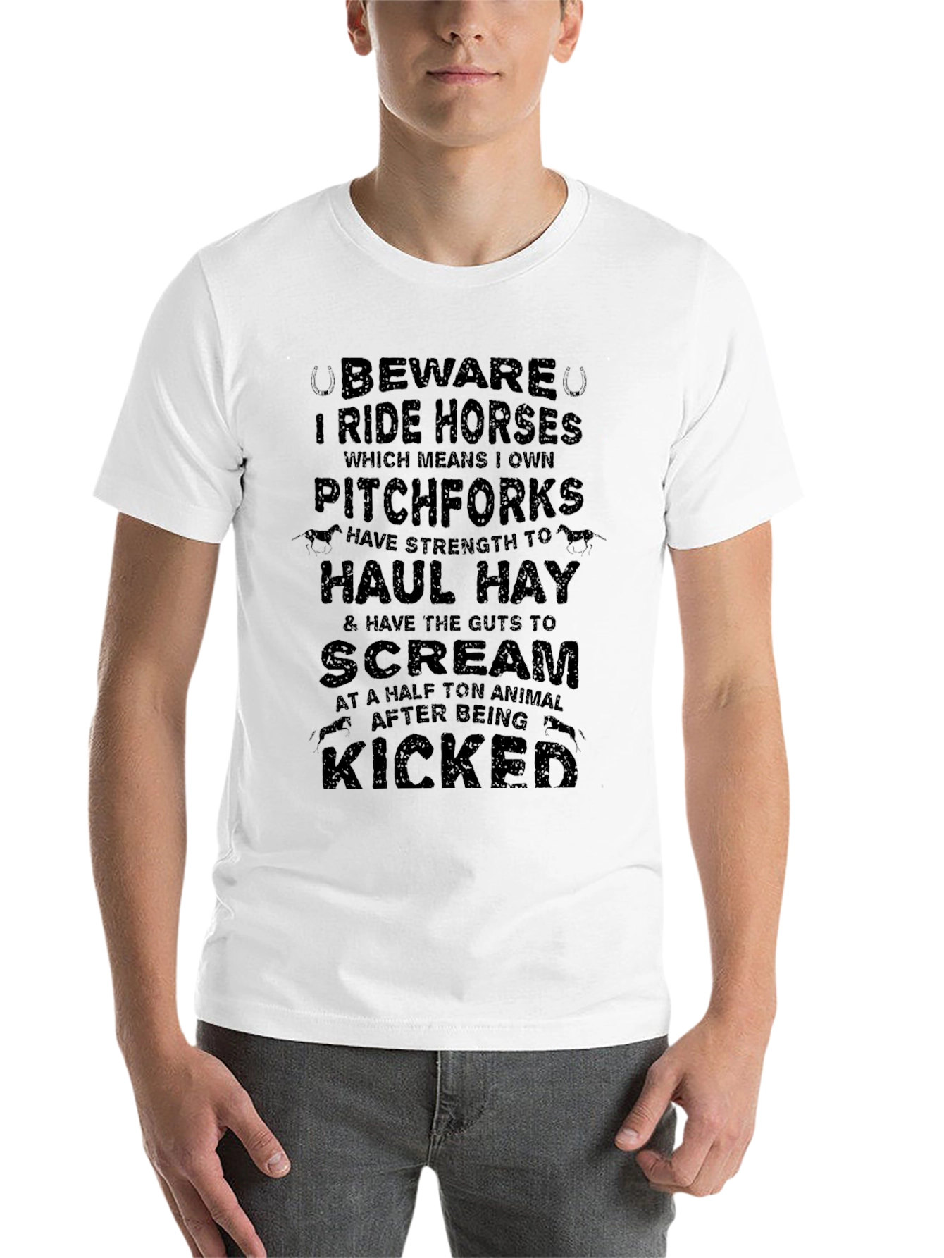 Beware I Ride Horses Black Graphic Tee