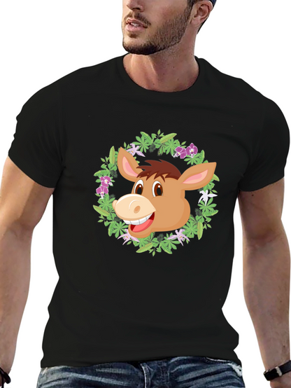 Donkey Floral Wreath Graphic T-Shirt
