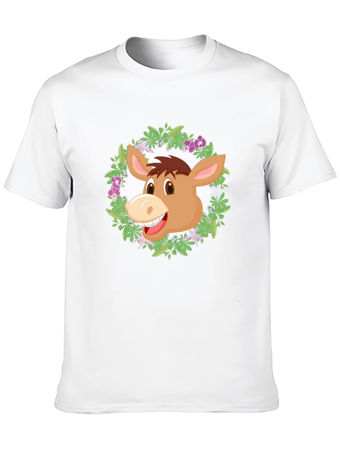 Donkey Floral Wreath Graphic T-Shirt