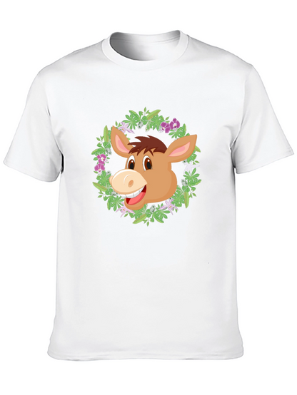 Donkey Floral Wreath Graphic T-Shirt