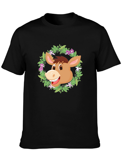 Donkey Floral Wreath Graphic T-Shirt