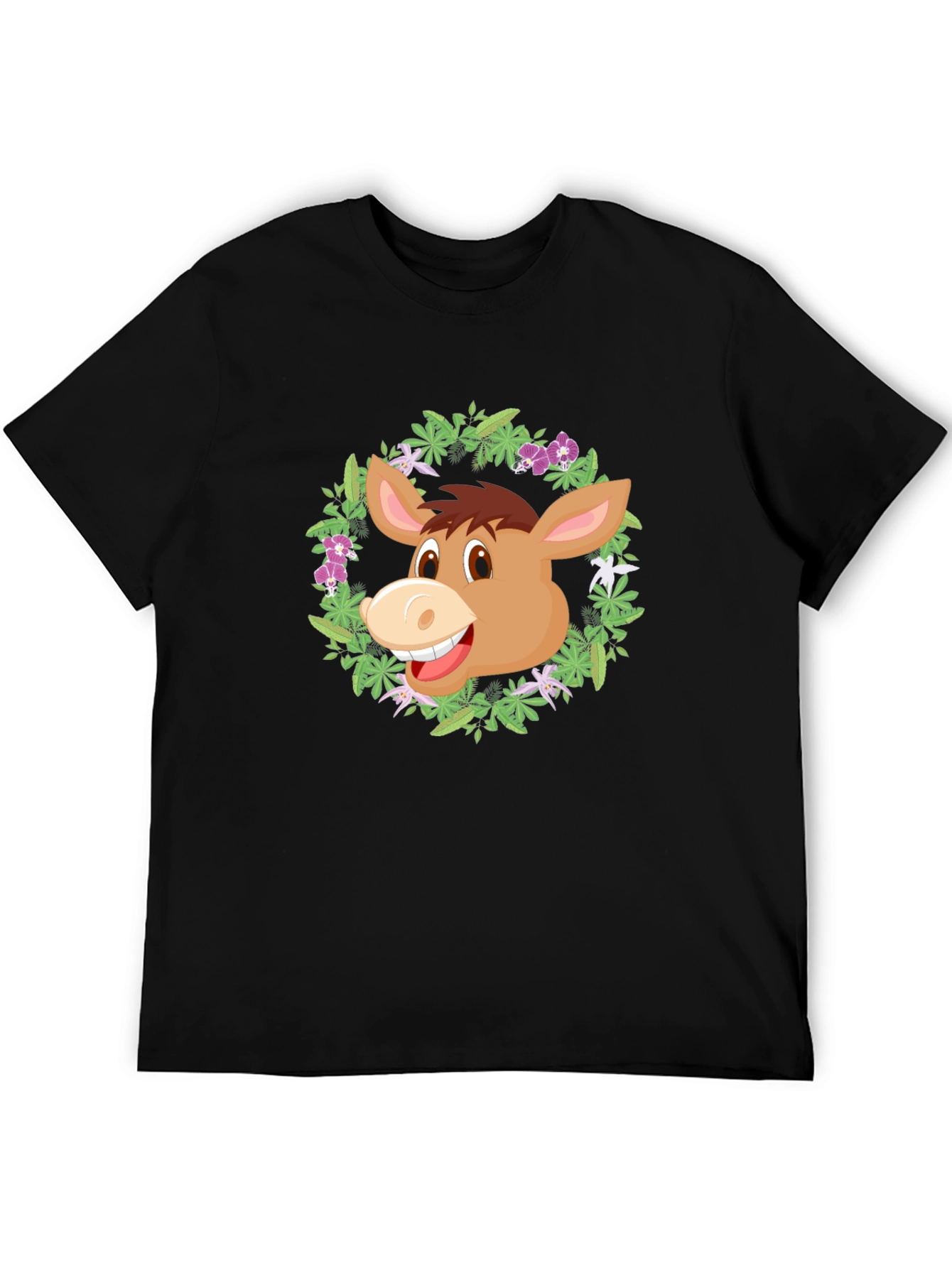 Donkey Floral Wreath Graphic T-Shirt
