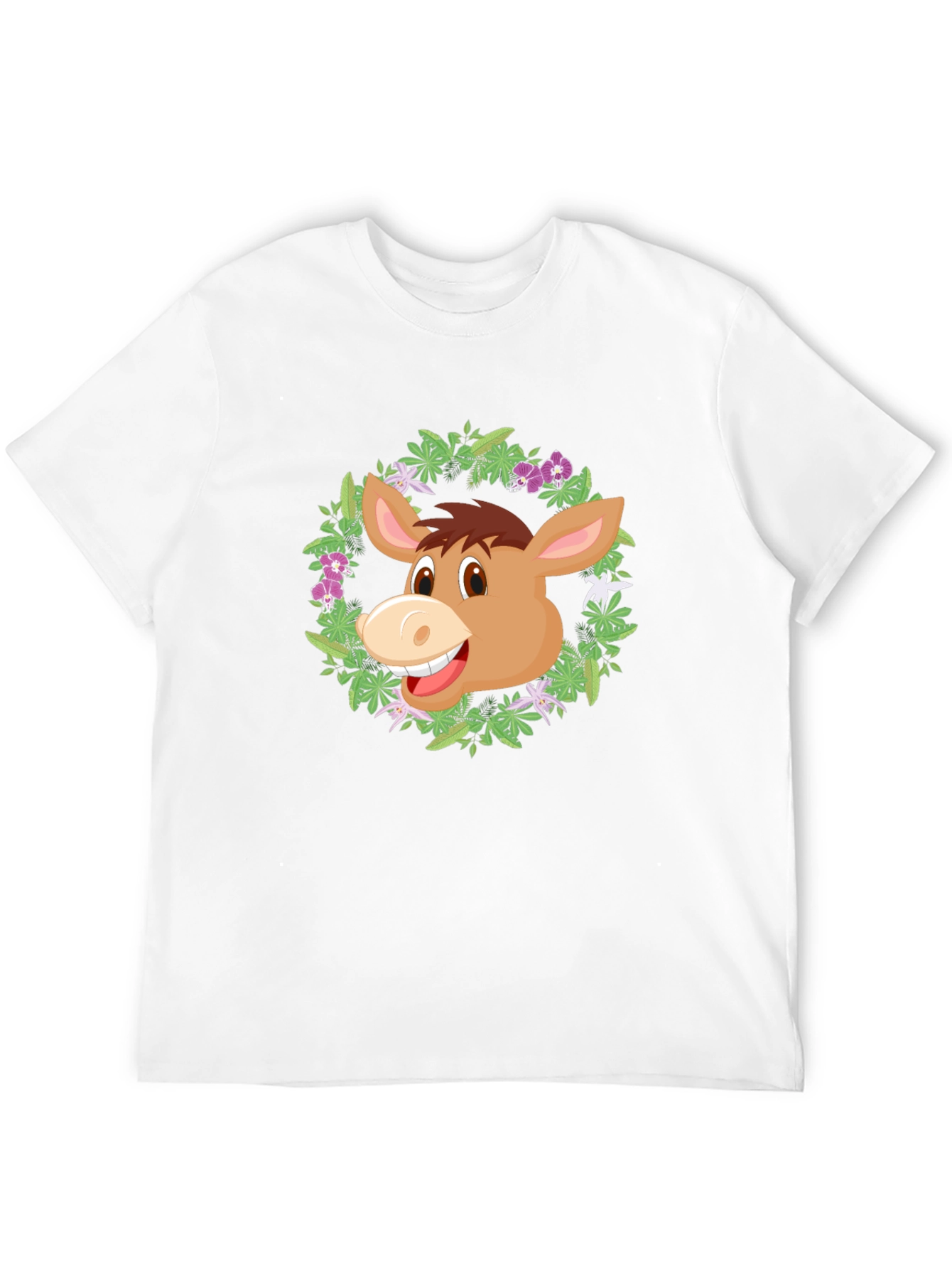 Donkey Floral Wreath Graphic T-Shirt
