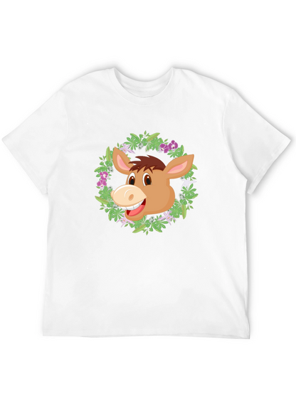 Donkey Floral Wreath Graphic T-Shirt