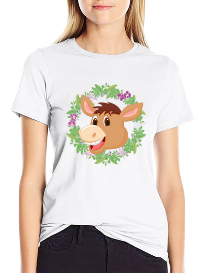 Donkey Floral Wreath Graphic T-Shirt
