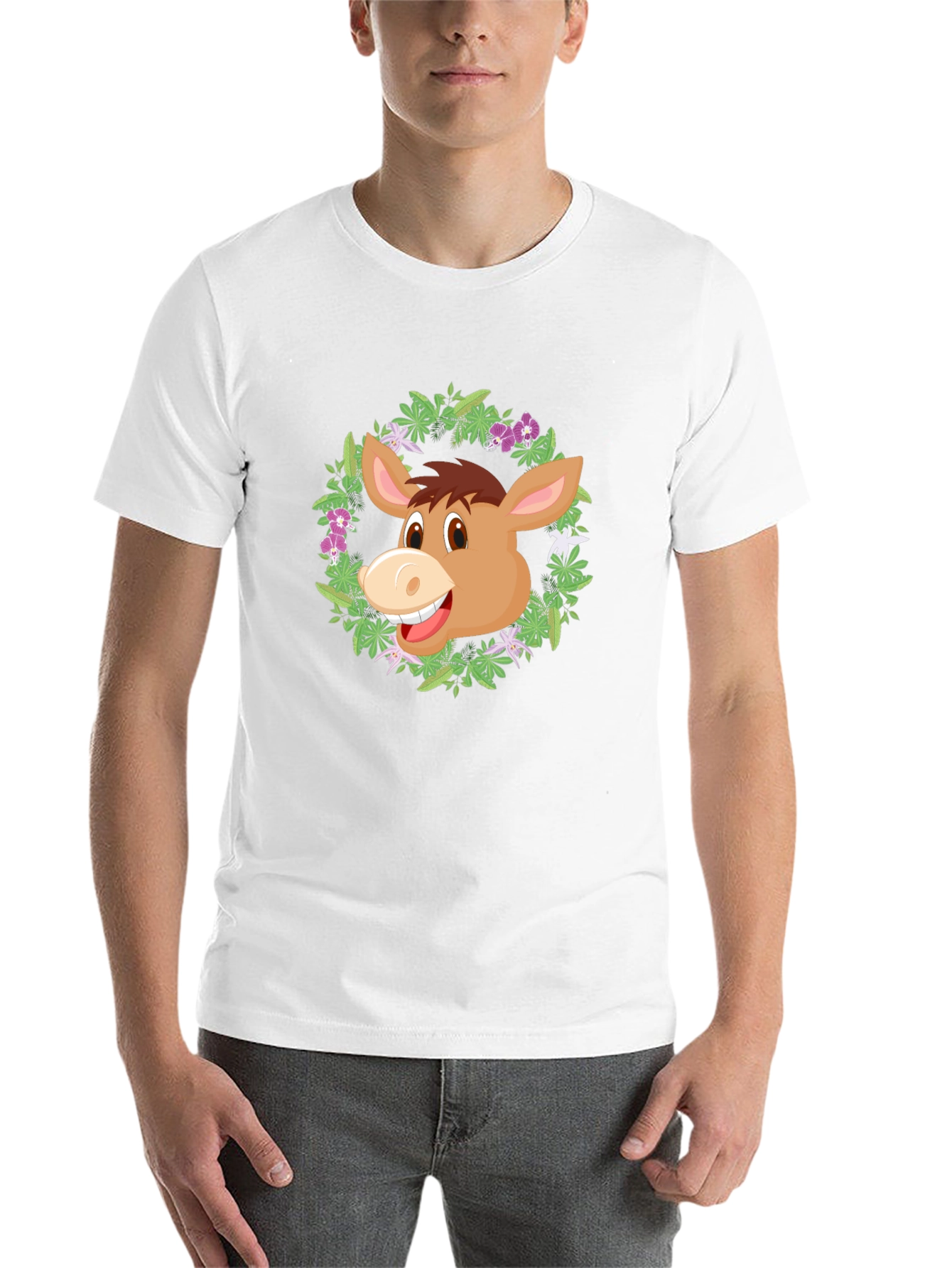 Donkey Floral Wreath Graphic T-Shirt