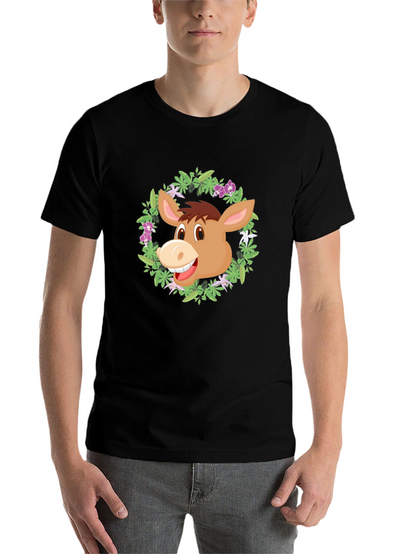Donkey Floral Wreath Graphic T-Shirt