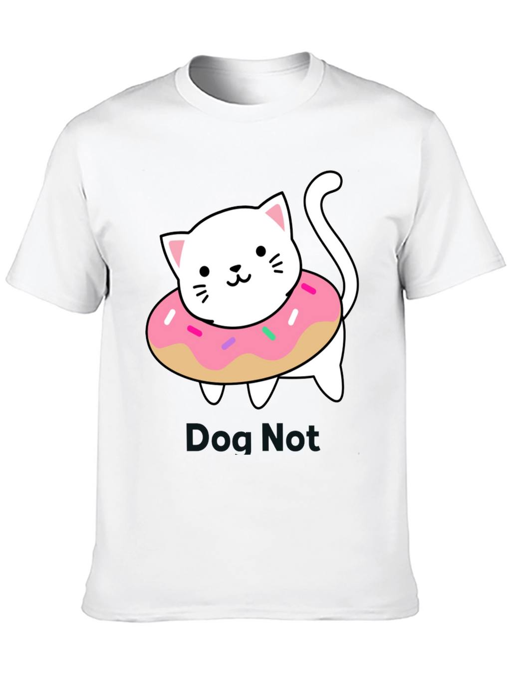 Cute Cat Donut T-Shirt - Black Cotton Tee