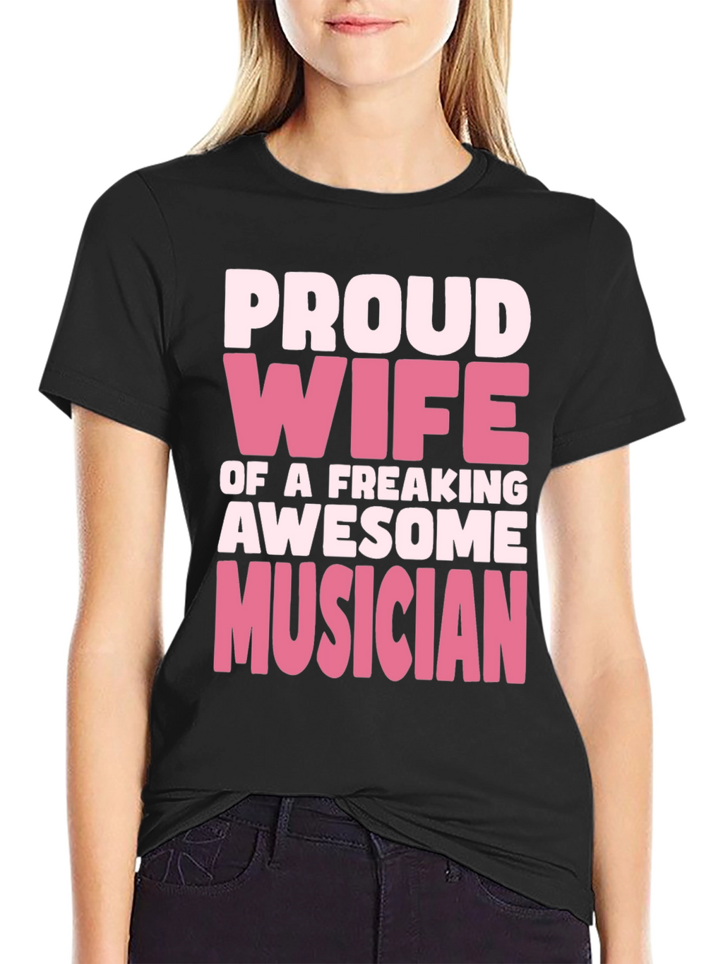 Proud Wife Musician Black T-Shirt
