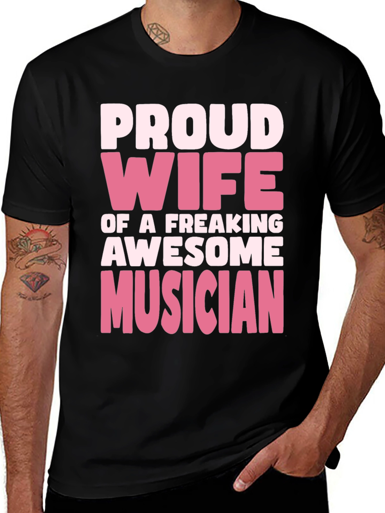 Proud Wife Musician Black T-Shirt
