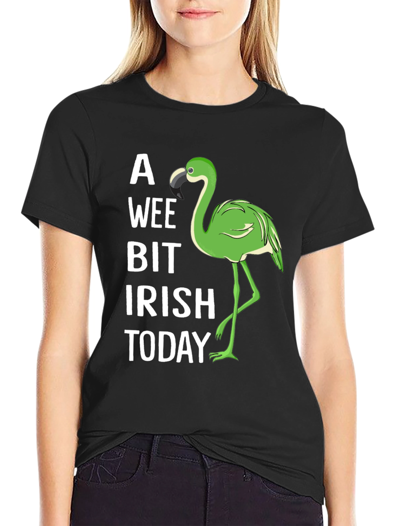 A Wee Bit Irish Flamingo St. Patricks Day Graphic Tee