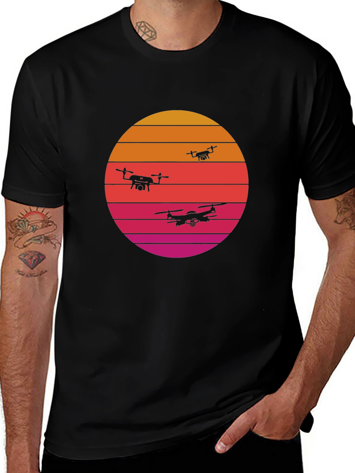 Retro Sunset Drone T-Shirt