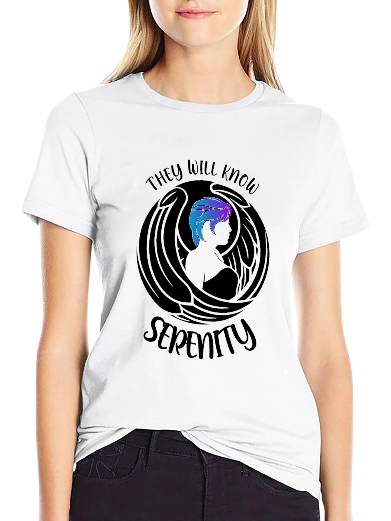 Serenity Graphic Print T-Shirt - Black