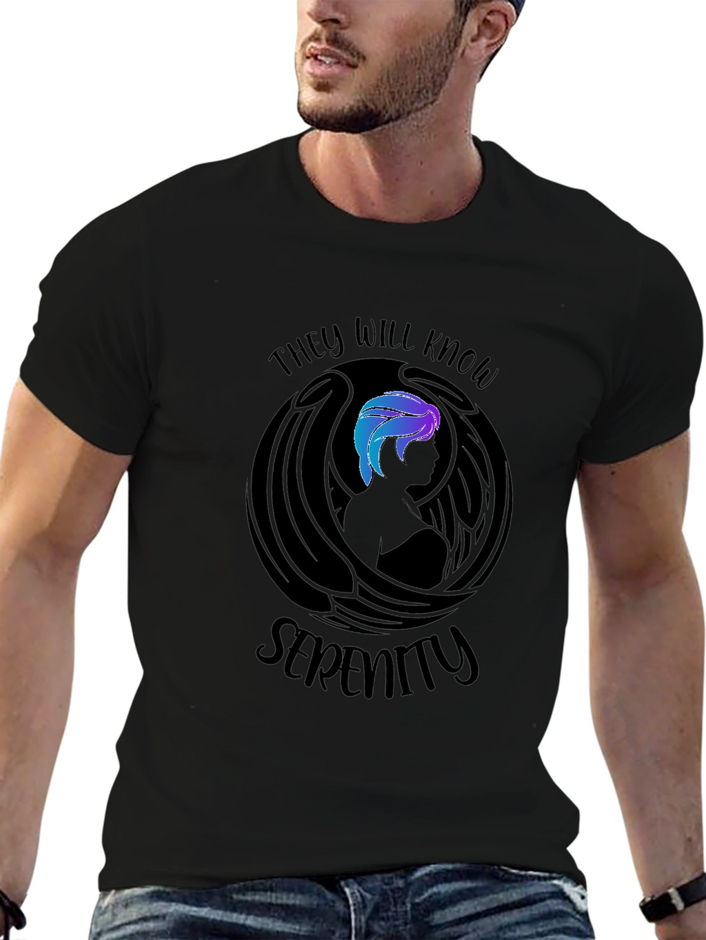 Serenity Graphic Print T-Shirt - Black