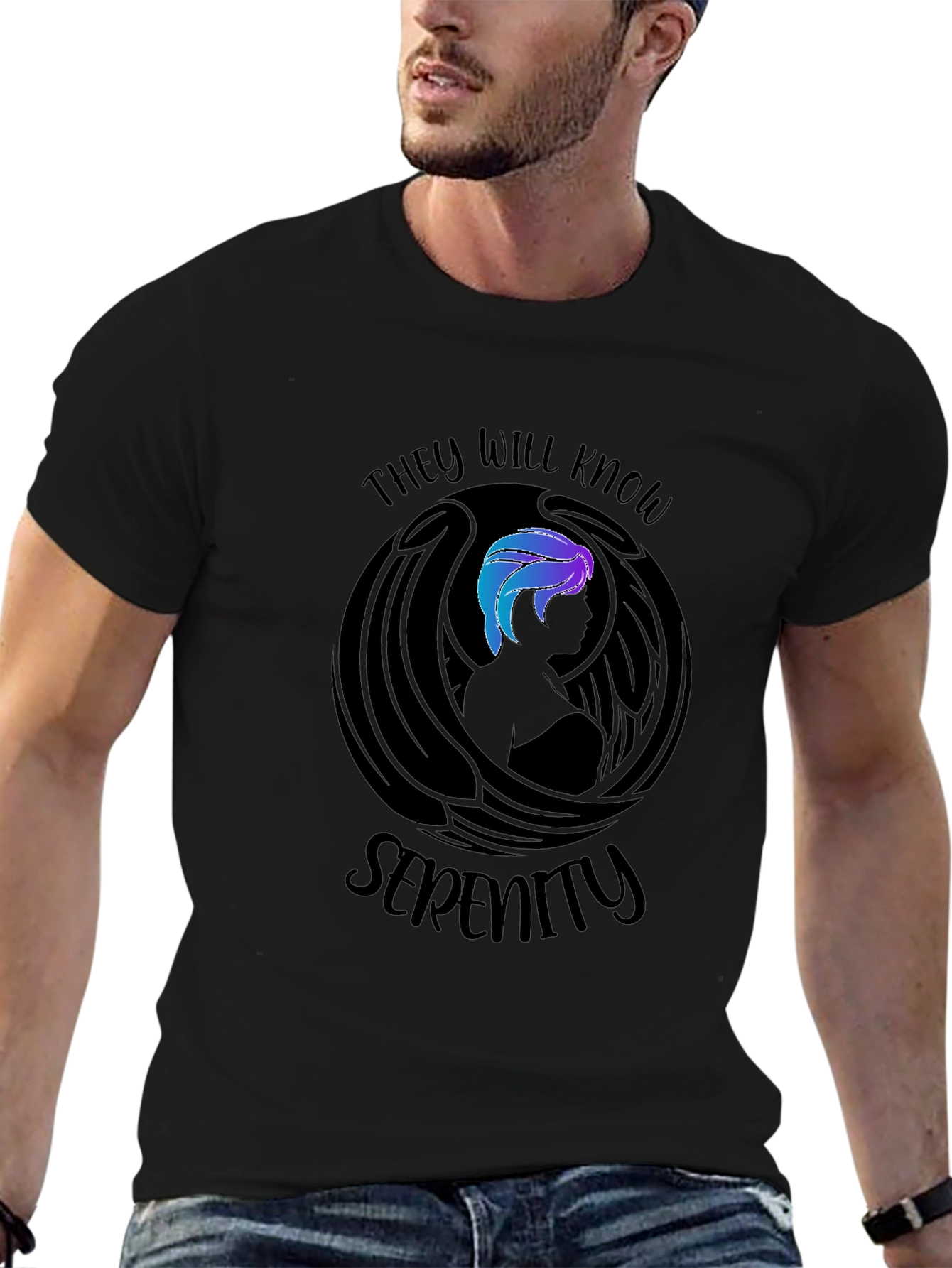 Serenity Graphic Print T-Shirt - Black
