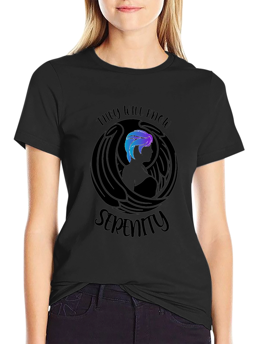 Serenity Graphic Print T-Shirt - Black